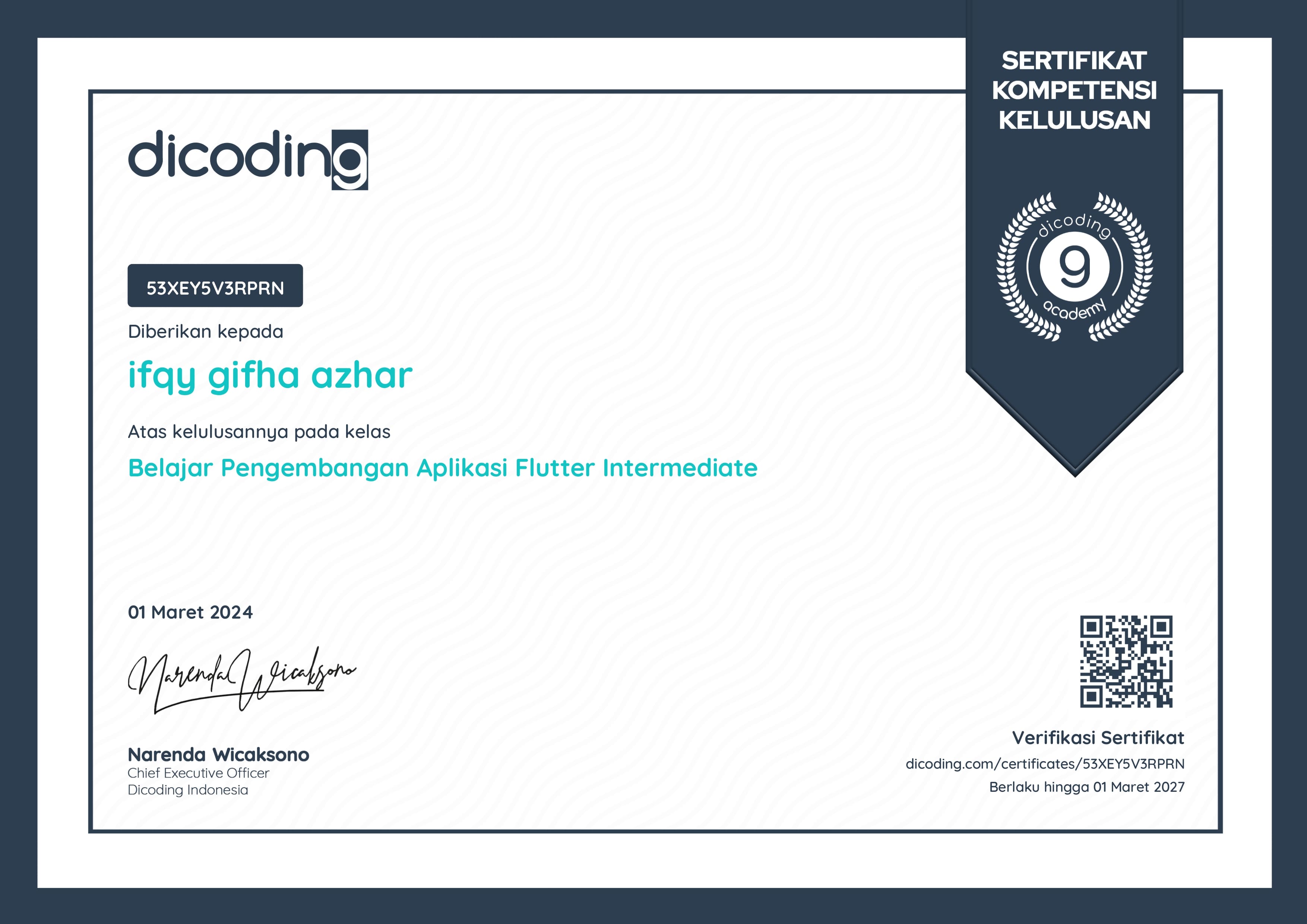 expert certificates dicoding ifqy gifha azhar